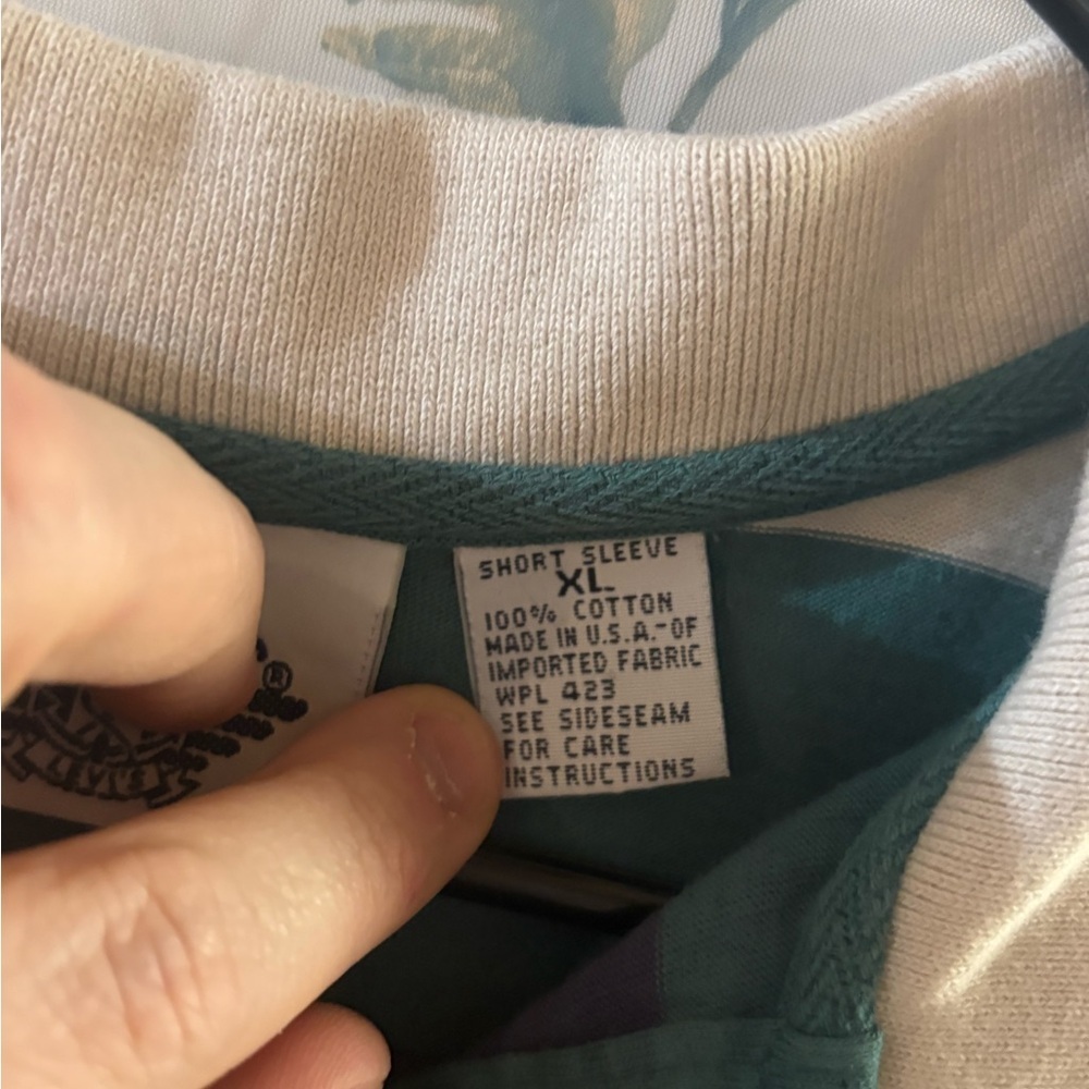 Vintage Dockers Green and Cream Striped Polo Shirt - Picture 5 of 10
